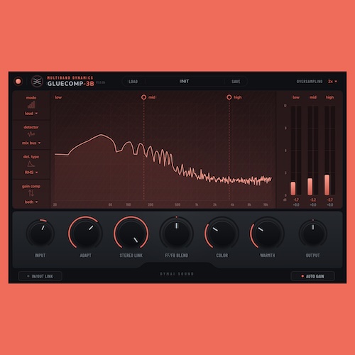 DYMAI Sound「GLUECOMP-3B」ドラムのパンチ感からミックス全体の一体感まで調整！4種類の圧縮モードを搭載した無料マルチバンドコンプレッサー｜DTMプラグインセール