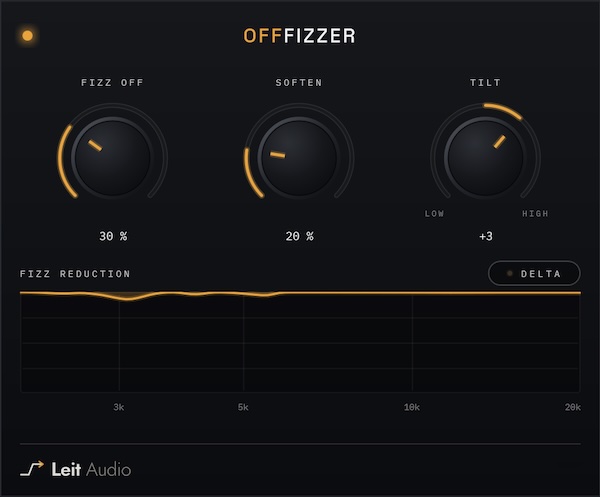 Leit Audio「OffFizzer」ディストーションギターの耳障りな高域をピンポイントで抑制！音の鋭さを残しながらフィズを除去する無料プラグイン｜DTMプラグインセール