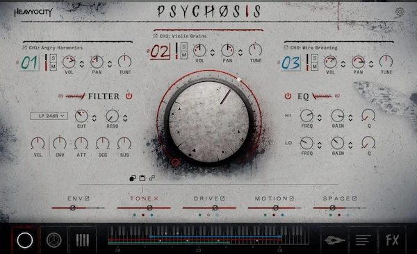 Heavyocity「Psychosis」恐怖を演出する324種類の衝撃音と不気味なテクスチャを収録!ホラー映画・ゲーム音楽向けKontakt音源|DTMプラグインセール