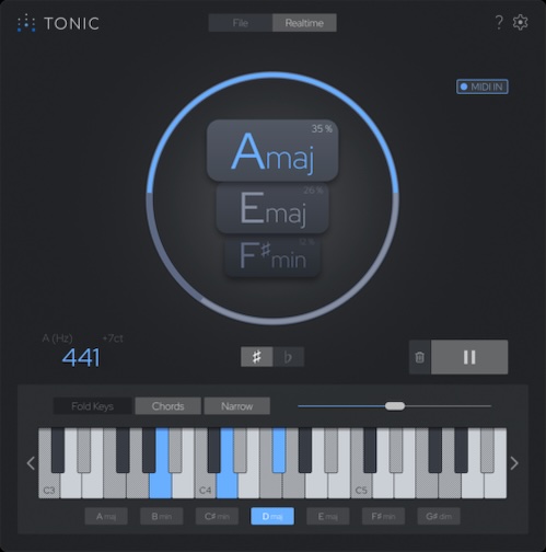zplane「TONIC 2」楽曲やサンプルのキーをリアルタイム解析!対応するコードを確認し、MIDIでDAWに取り込める作曲支援プラグイン|DTMプラグインセール