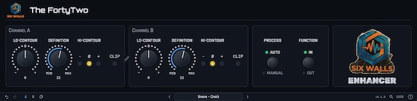 Six Walls「The FortyTwo」90年代のラック型エンハンサーを再現！低域の厚みと高域の明瞭さを調整できる無料プラグイン｜DTMプラグインセール