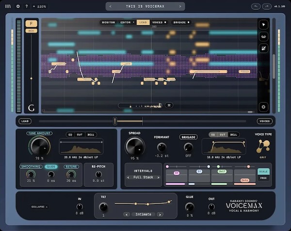 Karanyi Sounds「Voicemax」リアルタイムのピッチ補正と最大4声のハーモニー生成に対応!ボーカル編集までこなす多機能エフェクトプラグイン|DTMプラグインセール