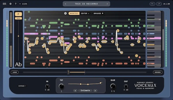 Karanyi Sounds「Voicemax」リアルタイムのピッチ補正と最大4声のハーモニー生成に対応!ボーカル編集までこなす多機能エフェクトプラグイン|DTMプラグインセール