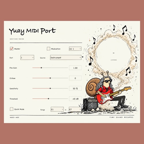 YUAY PLUGINS「Yuay MIDI Port」歌声やギター演奏をリアルタイムでMIDIに変換！声や楽器でシンセを演奏できるオーディオMIDI変換プラグイン｜DTMプラグインセール