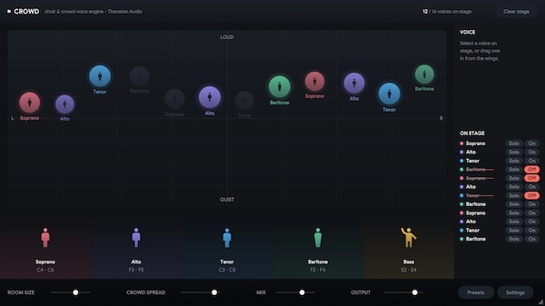 Thenatan Audio「CROWD」1つのボーカルから最大16人の合唱を生成！5種類の声域と72種類のプリセットでコーラス・スタジアム風の大合唱を制作｜DTMプラグインセール