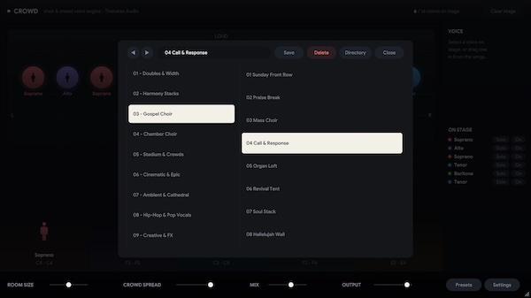 Thenatan Audio「CROWD」1つのボーカルから最大16人の合唱を生成！5種類の声域と72種類のプリセットでコーラス・スタジアム風の大合唱を制作｜DTMプラグインセール