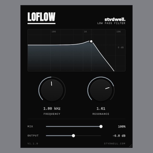 stvdwell「LoFlow」滑らかなトランジションやフィルター演出を手軽に制作！周波数・レゾナンスを直感的に操作できる無料ローパスフィルタープラグイン｜DTMプラグインセール