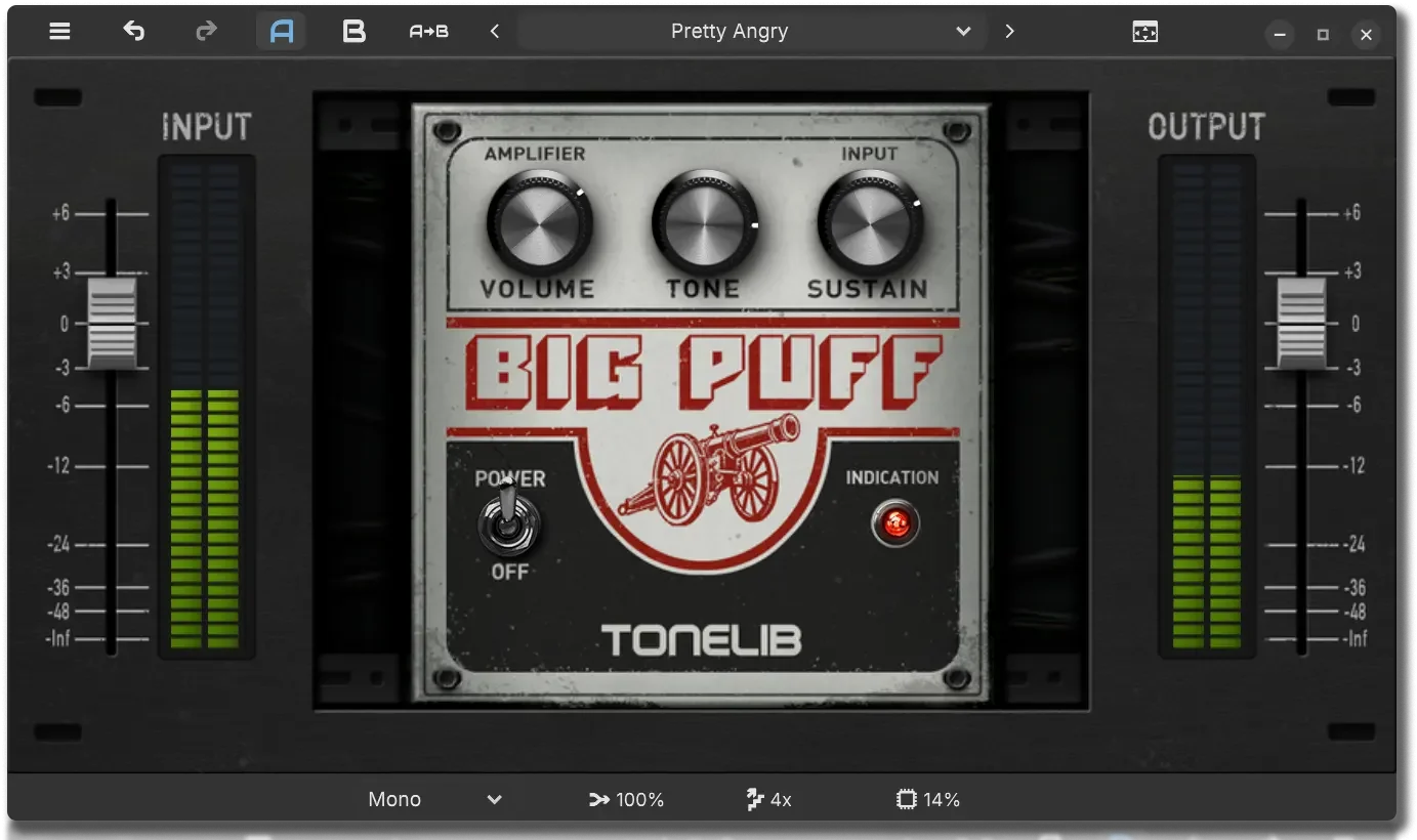 ToneLib「TL BigPuff」ヴィンテージファズペダルの荒々しい歪みを再現!Volume・Tone・Sustainの3つのノブで直感的に音作りできるギターエフェクト|DTMプラグインセール