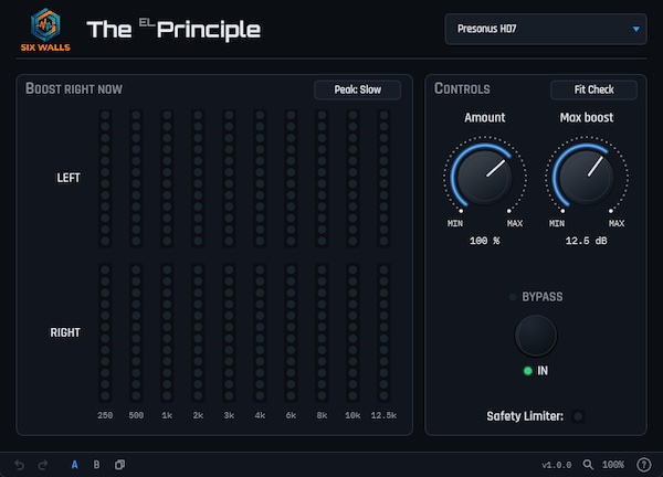 Six Walls「The Principle」左右の耳の聴こえ方を10帯域で補正！ヘッドホンのモニタリング環境を調整できる無料プラグイン｜DTMプラグインセール