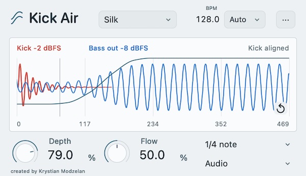 kikk-i「Kick Air」キックとベースの波形を同時表示！音量の戻り方まで視覚的に調整できるサイドチェイン・ダッキングプラグイン｜DTMプラグインセール