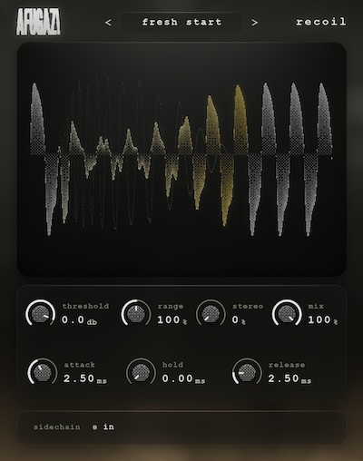 Afugazi「RECOIL」キックの波形に反応してベースやシンセの音量を自動調整できる無料サイドチェインプラグイン｜DTMプラグインセール