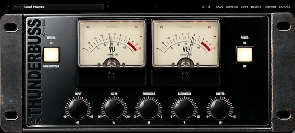 M Media Audio「Thunderbuss Mix」コンプレッサー・チューブサチュレーション・リミッターを統合！5つのノブでミックス全体の音をまとめるバスエフェクト｜DTMプラグインセール
