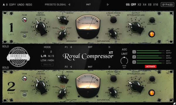 UnitedPlugins「Royal Compressor XT」2基のVari-Muコンプで左右・M/S・高低域を個別に調整できるヴィンテージ系コンプレッサー｜DTMプラグインセール