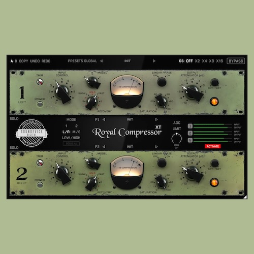 UnitedPlugins「Royal Compressor XT」2基のVari-Muコンプで左右・M/S・高低域を個別に調整できるヴィンテージ系コンプレッサー｜DTMプラグインセール