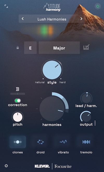 Klevgrand「Altitude Harmony」ボーカルのピッチ補正と最大3声のハーモニー生成を1つで実現!自然な歌声補正から厚みのあるコーラス制作まで対応するプラグイン|DTMプラグインセール