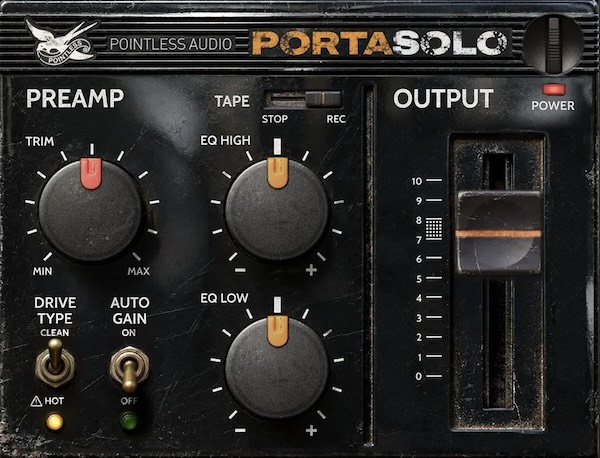 Pointless Audio「PortaSolo」1987年製カセットレコーダーのアナログ回路を再現!温かみのある歪みやテープ特有の揺らぎを加えられる無料エフェクトプラグイン|DTMプラグインセール