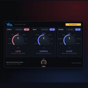 VNL Works「YeetzFX」3種類のエフェクトと全21種類のサウンドを搭載！ノブを回すだけで音色加工・ディレイ・リバーブを自在に切り替えられる無料プラグイン｜DTMプラグインセール