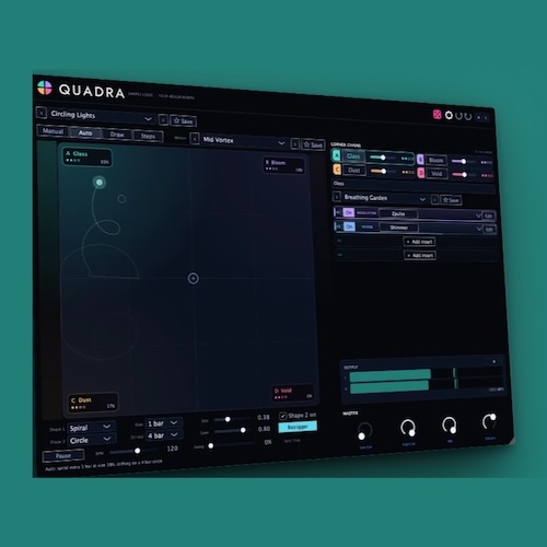 Sample Logic「Quadra」4つのエフェクトチェーンをXYパッドで自在にブレンド！22種類のエフェクトと自動モーション機能で音に動きと変化を加えるマルチエフェクトプラグイン｜DTMプラグインセール
