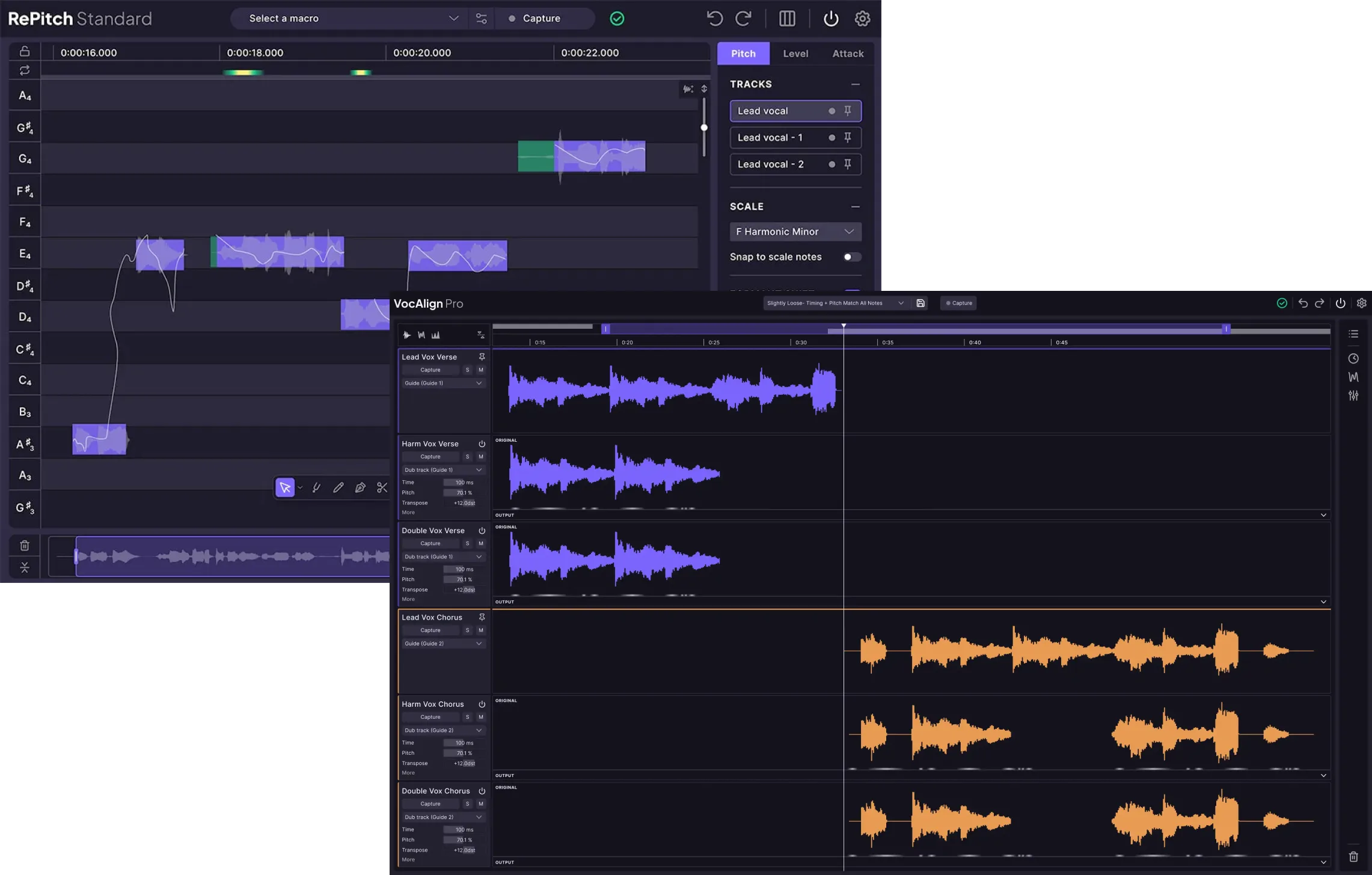 Synchro Arts「RePitch 2 Standard + VocAlign 7 Pro Bundle」ボーカルのピッチ補正とタイミング調整を連携！ダブル・ハモリもまとめて編集できるプラグインバンドル｜DTMプラグインセール