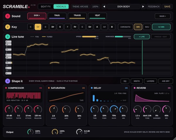Jordon Lumley「SCRAMBLE Free」ルービックキューブを回す感覚で音を加工!テープ・ディレイ・リバーブ・ピッチなどを組み合わせる無料エフェクトプラグイン|DTMプラグインセール