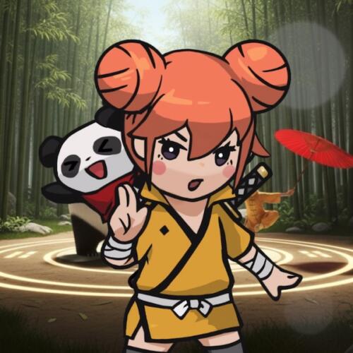 Within the circle drawn by her fists